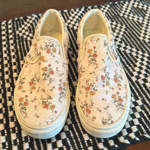 Vans floral slip ons womans size 6